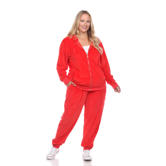 Plus Size 2 Piece Velour Tracksuit Set - Picture 1 of 6